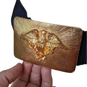 Belt Vintage Large Gold Eagle Buckle Shiny America